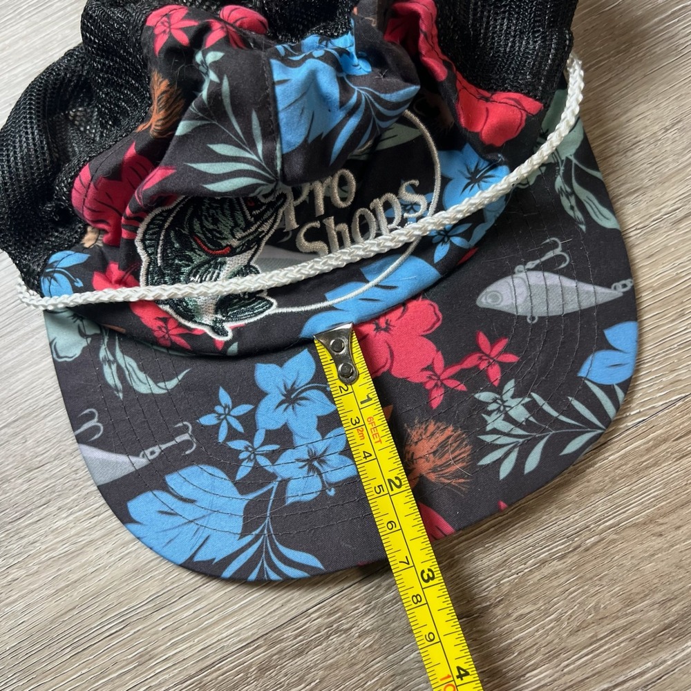 Bass Pro Shops Trucker Hat Unisex OSFM Black Floral Fishing Rope Cap Distressed - Picture 8 of 9